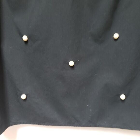 a.n.a Women’s Black Cotton Formal Top White Pearl Accents, Bell Sleeve Sz M NWOT - Picture 3 of 8